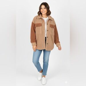 Blu Pepper Women's Two-Tone Sherpa Jacket - Oversized
